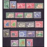 FIJI STAMPS : 1938-55 George VI set of 22 either mint or U/M, SG 249-66b.