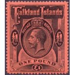 FALKLANDS STAMPS : 1912 £1 Black and Red.