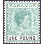 BAHAMAS STAMPS : 1938 £1 Deep Grey Green and Black (c) .