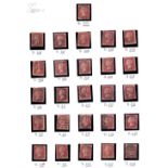 GREAT BRITAIN STAMPS : 1858 Penny Red Plates used examples from 200 to 225.