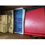 STAMPS : WORLD, accumulation in box inc albums, empty binders, old catalogues, FDCs,