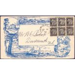 STAMPS POSTAL HISTORY : CANADA, 1896 very fine illustrated envelope with block of six 1/2 cent's.