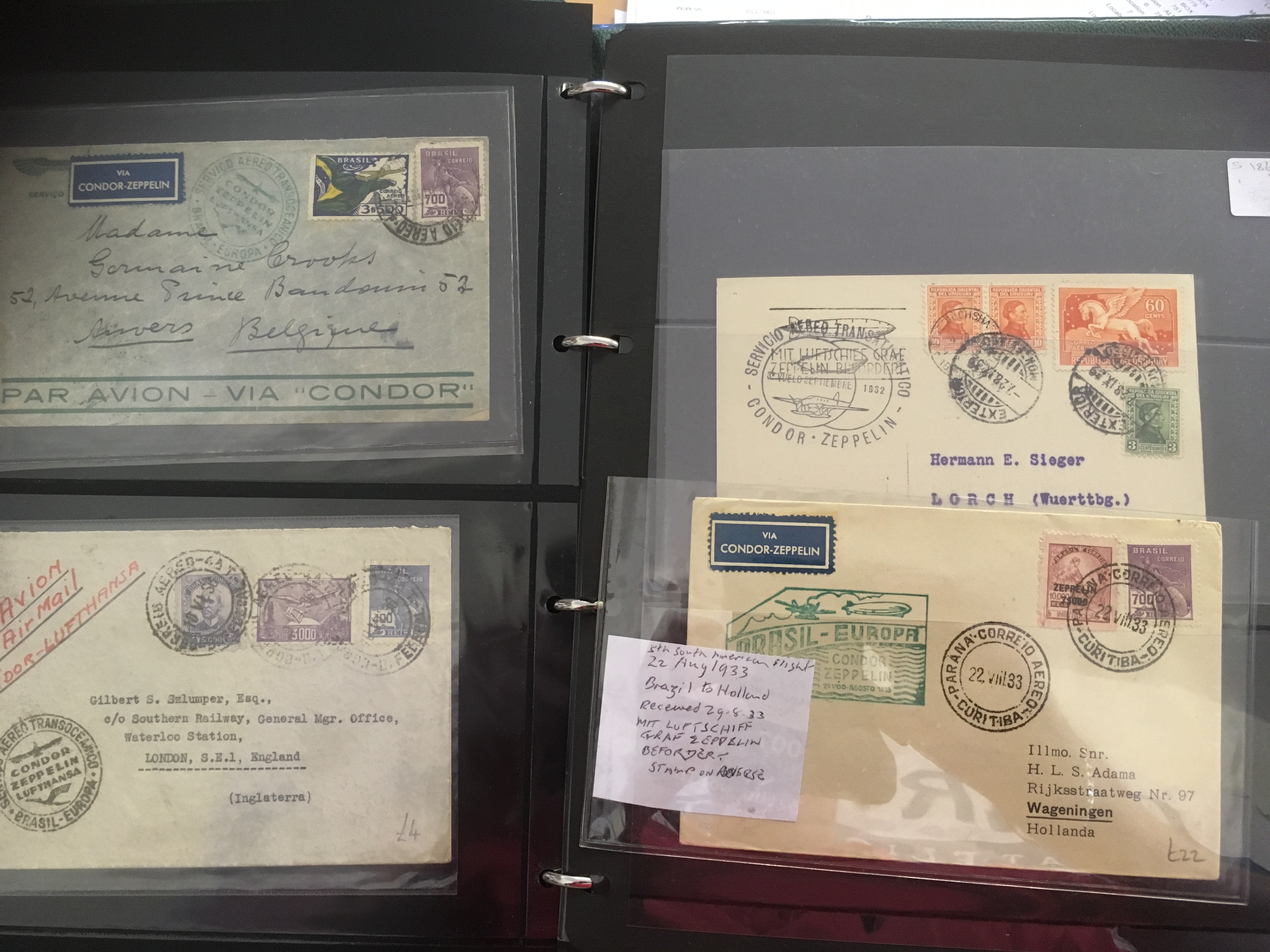 STAMPS AIRMAIL POSTAL HISTORY : Collection in album including various Graf Zeppelin flight covers, - Image 2 of 6