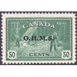 CANADA STAMPS : 1949 50c Green OHMS Official mounted mint SG O169 Cat £180