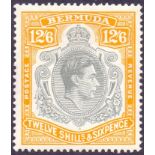 BERMUDA STAMPS : 1938 12/6 Grey and Pale Orange on ordinary paper,