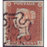 GREAT BRITAIN STAMPS : 1841 Penny Red (OA) plate 34 superb used.