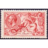 GREAT BRITAIN STAMPS : GV 1918 Bradbury 5/- Rose Red mounted mint SG 416