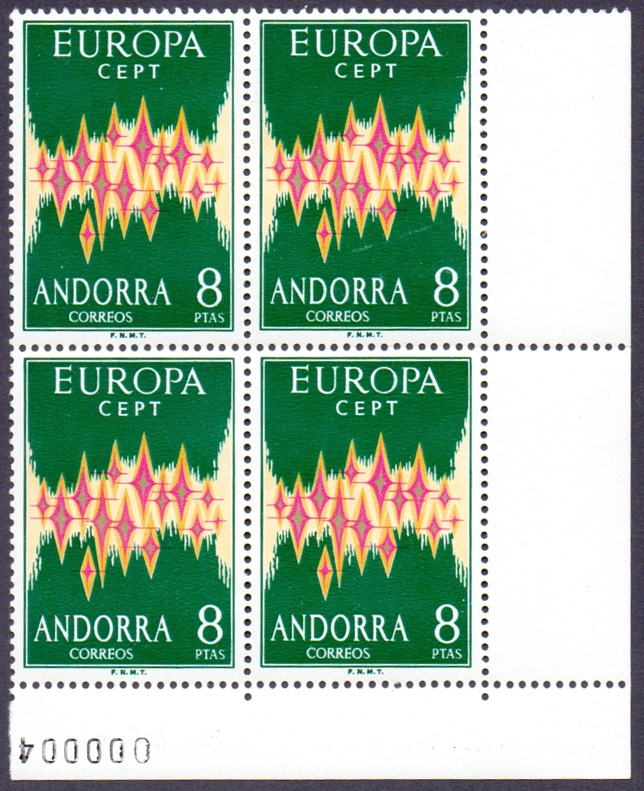 STAMPS : 1972 8pta Europa unmounted mint block of 4,