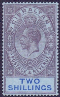 Gibraltar Stamps : 1912 2/- Dull Purple and Blue mounted mint,