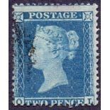 1855 2d Blue plate 5 perf 14 fine used