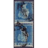 1854 2d Blue plate 4 (NB-OB) vertical pair with Inverted Watermark