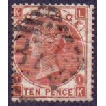 1867 10d Red Brown plate 1 good used SG 112