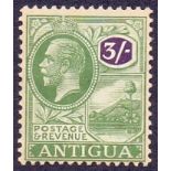 Antigua Stamps : 1921 3/- Green and Violet mounted mint SG 79