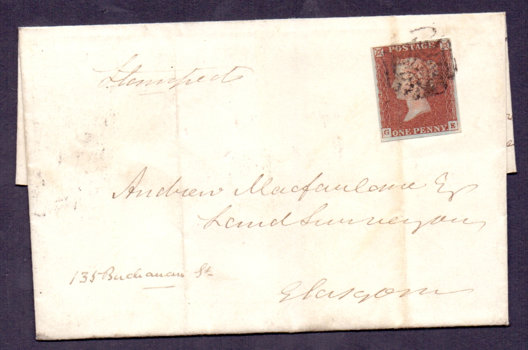 Great Britain Postal History , 1843 wrapper , Greenock to Glasgow. - Bild 2 aus 4