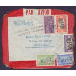 Senegal Crash airmail cover, date of postmarks on remaining stamps is unclear,