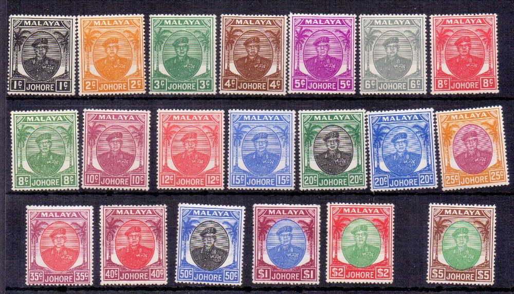 STAMPS : JOHORE 1949 mounted mint set to $5 SG 137-149 Cat £160