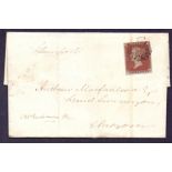 Great Britain Postal History , 1843 wrapper , Greenock to Glasgow.