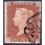 1841 1d Red (AK) plate 27 (missing imprimatur) fine used