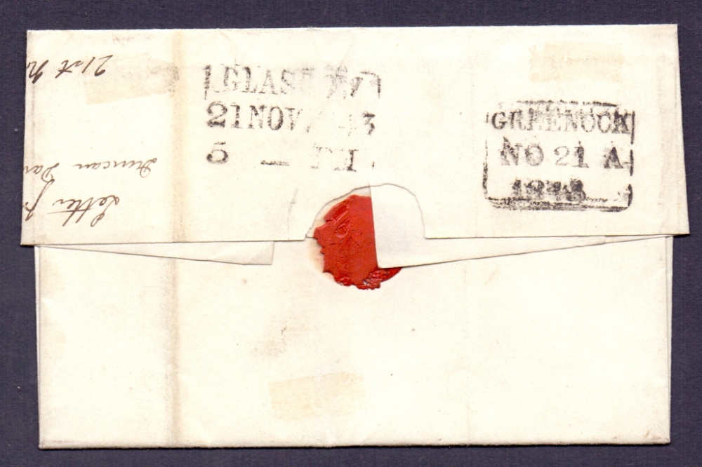 Great Britain Postal History , 1843 wrapper , Greenock to Glasgow. - Bild 4 aus 4