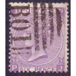 Great Britain Stamps : QV 1867 6d Mauve plate 19 used in Alexandria SG 109