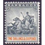 Barbados STamps : 1892 2/6 Blue-Black and Orange mounted mint SG 114