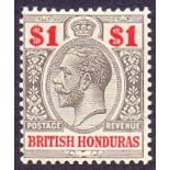 British Honduras Stamps : 1913 $1 Black and Carmine lightly mounted mint SG 108