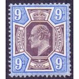 Great Britain Stamps : Edward VII 1902 9d Slate Purple and ultramarine lightly mounted mint,