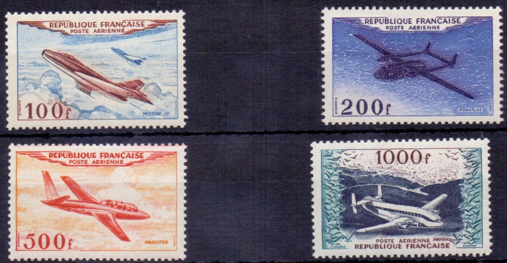 FRANCE STAMPS : 1954 Airmail set of 4 to 1000f unmounted mint SG 1194-7 Cat £475