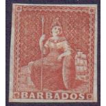 Barbados Stamps : 1855 4d Brownish Red mounted mint SG 5