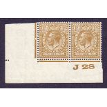 Great Britain Stamps : GV 1/- Brown J28 Control Pair mounted mint