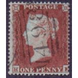 1854 1d Orange Red (HF) C1(5) plate 178 very fine used