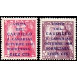 SPAIN STAMPS : 1950 50c and 1pta over-printed "Vista Del Caudillo....