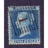 1855 2d Blue plate 5 perf 14 (OF) fine used