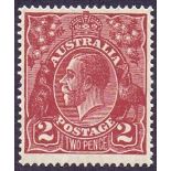 Australia Stamps : 1927 2d Red Brown perf 14 lightly mounted mint SG 89