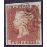 1841 1d Red (QF) plate 19 fine used 4 margins