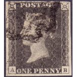 STAMPS : PENNY BLACK : PLATE 11 Greyish