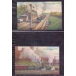 POSTCARDS : RAILWAY, collection in two a