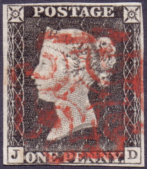 STAMPS : PENNY BLACK : Plate 1a (JD) fin