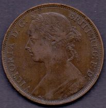 COINS : 1892 Great Britain Penny, fine c