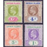 CAYMAN ISLANDS STAMPS : 1907 mounted mint set of 4 to 5/- SG 13-16