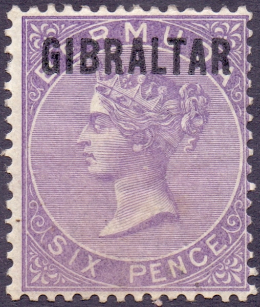 GIBRALTAR STAMPS : 1886 6d Deep Lilac,