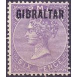 GIBRALTAR STAMPS : 1886 6d Deep Lilac,