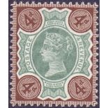 GREAT BRITAIN STAMPS : 1887 4d Green and Very Deep Chocolate Brown, unmounted mint,