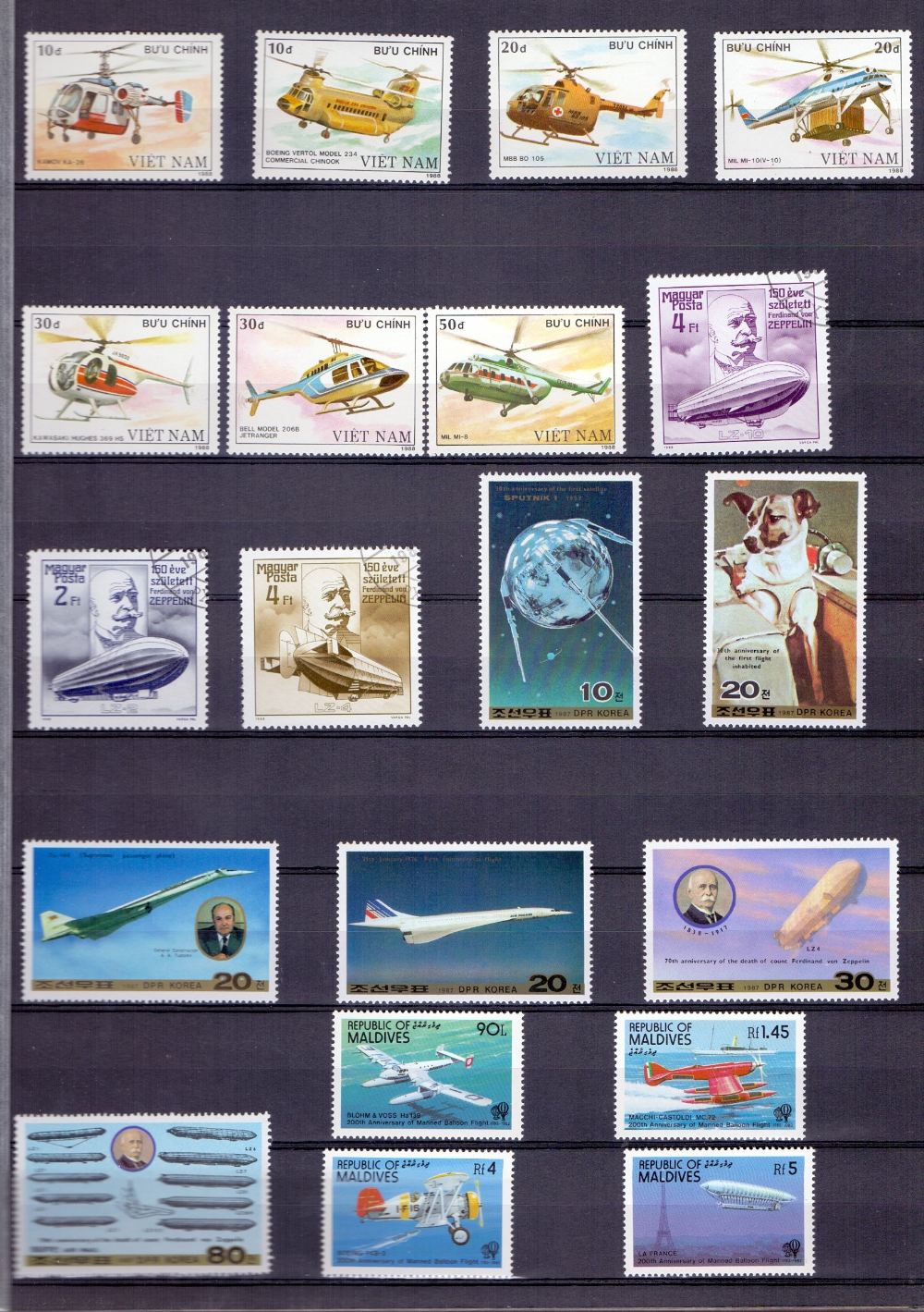 STAMPS : Aircraft and Hot Air Balloons on stamps mint/CTO accumulation in stockbook, Concorde,