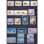 STAMPS : Aircraft and Hot Air Balloons on stamps mint/CTO accumulation in stockbook, Concorde,