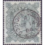 GREAT BRITAIN STAMPS : 1883 10/- Grey Green BLUED PAPER.