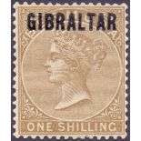 GIBRALTAR STAMPS : 1886 1/- Yellow Brown,