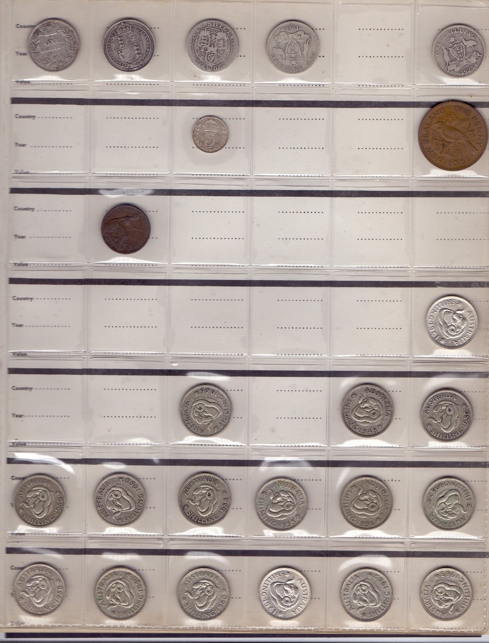 COINS : Album of Australian coins GV to early QEII, plus a couple of QV shillings,