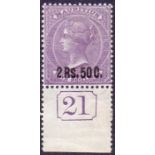 MAURITIUS STAMPS : 1878 2r 50 on 5/- Bright Mauve,