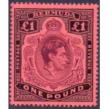 BERMUDA STAMPS : 1938 £1 Pale Purple Black Pale Red, unmounted mint, perf 14 chalky paper.